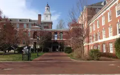 Johns Hopkins University's Homewood campus seen from Levering Plaza