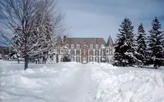 Le Chateau at Middlebury College in winter