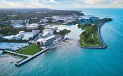 Aerial view of Northwestern University's lakefront campus