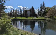 Mrak Hall across Lake Spafford at UC Davis