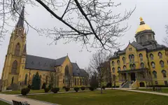 The Basilica and the Golden Dome at the University of Notre Dame